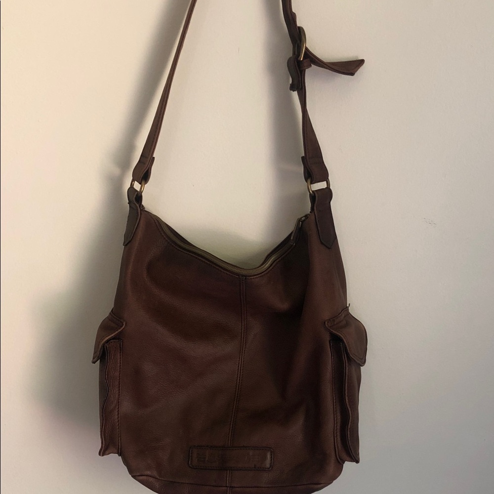 Fossil Brown Leather Shoulder Hobo Bag